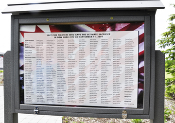 sign with names of firefighters at the World Trade Center